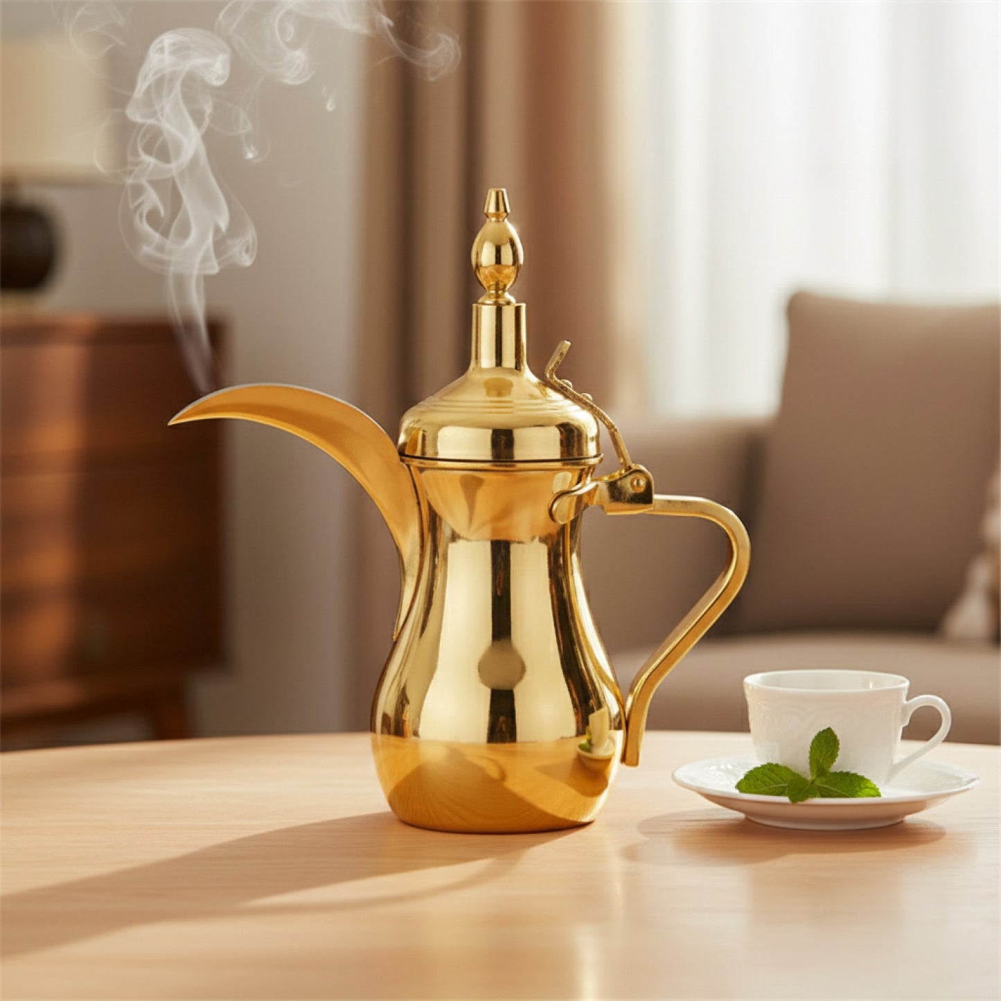 Cafetière Arabe Dorée en Acier Inoxydable - Théière à Longue Bouche 500ml
