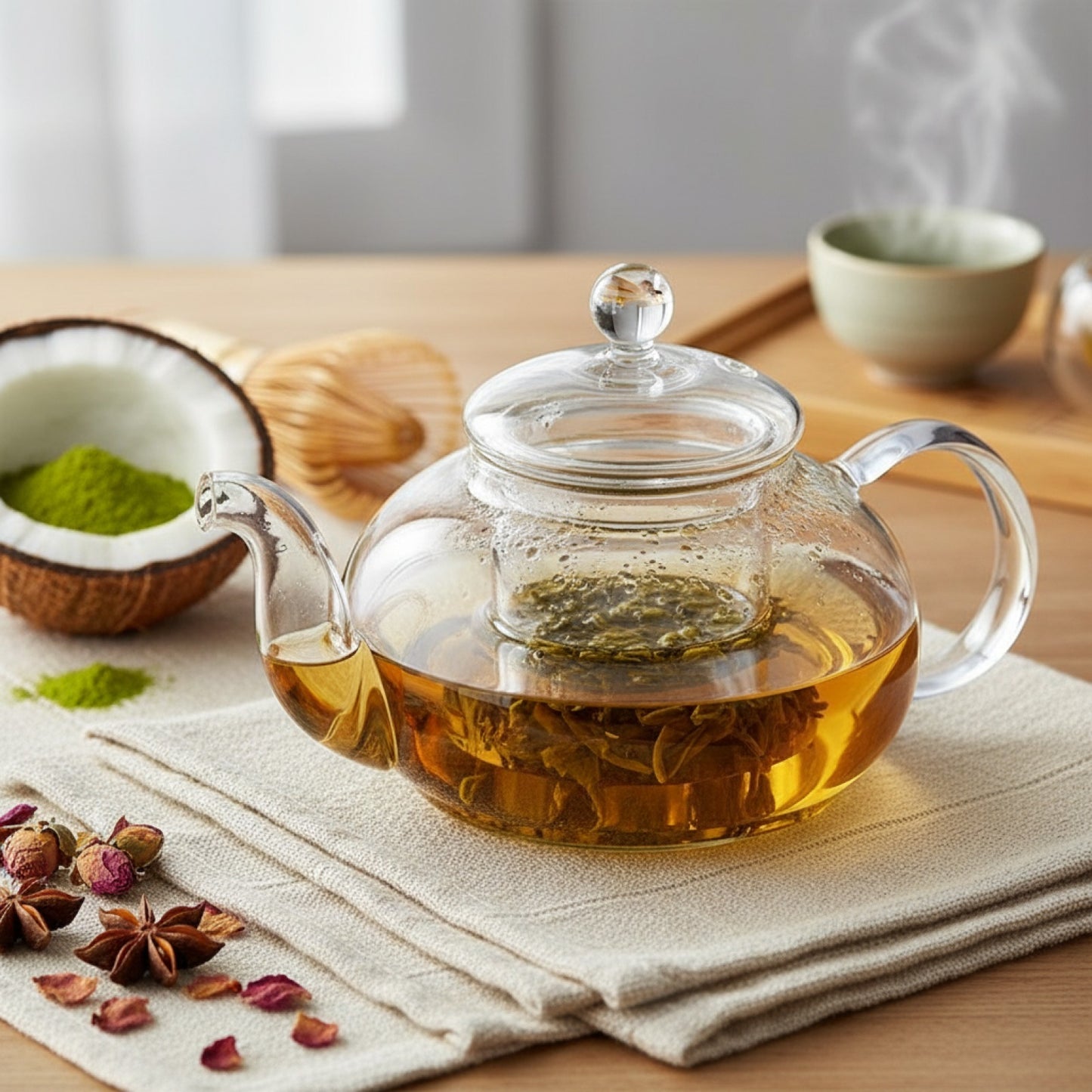 Théière en Verre Résistante à la Chaleur - 400ml, avec Infuseur pour Thés Kung Fu