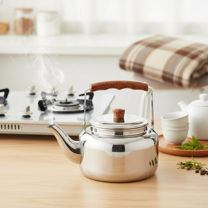 Bouilloire Théière Électrique Inox 1L pour Cuisinière Gaz/Électrique - Idéale Maison & Camping