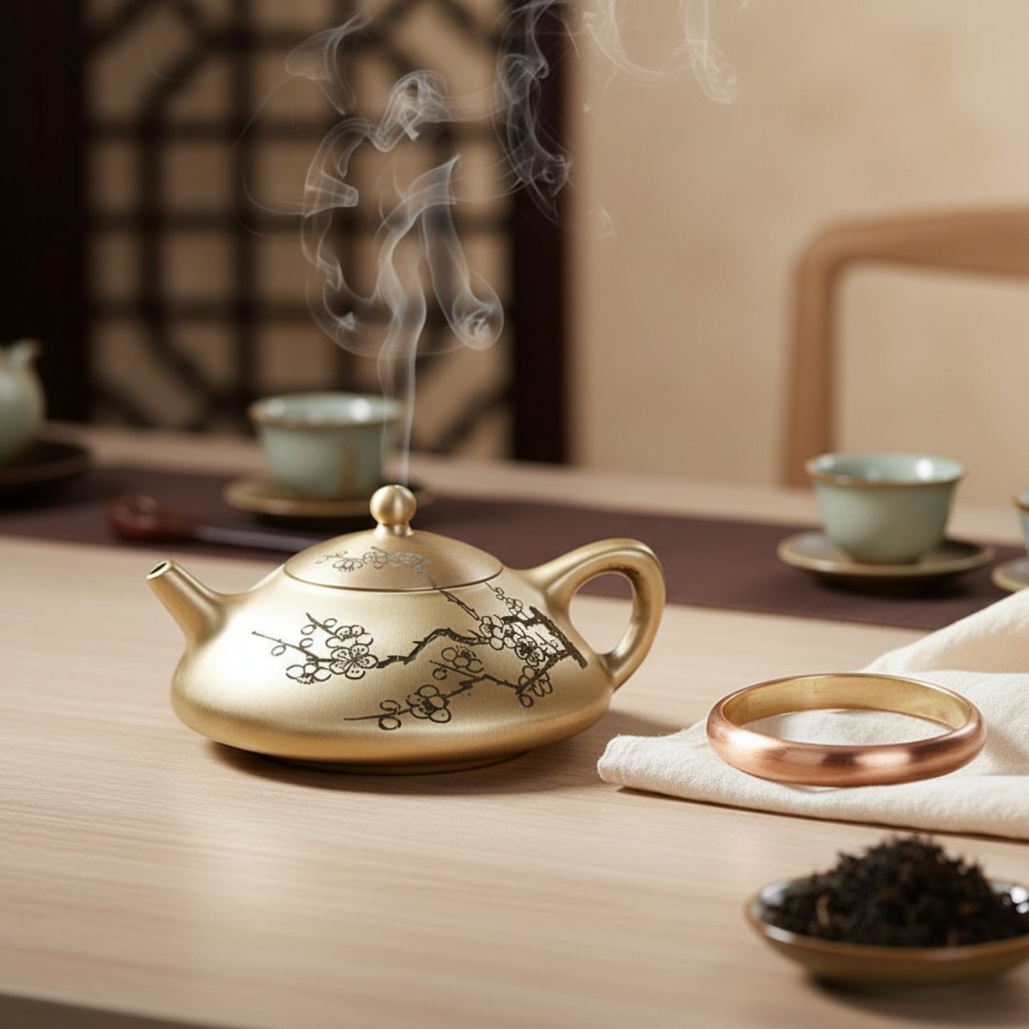 Théière Chinoise Artisanale en Fonte et Cuivre - Style Traditionnel