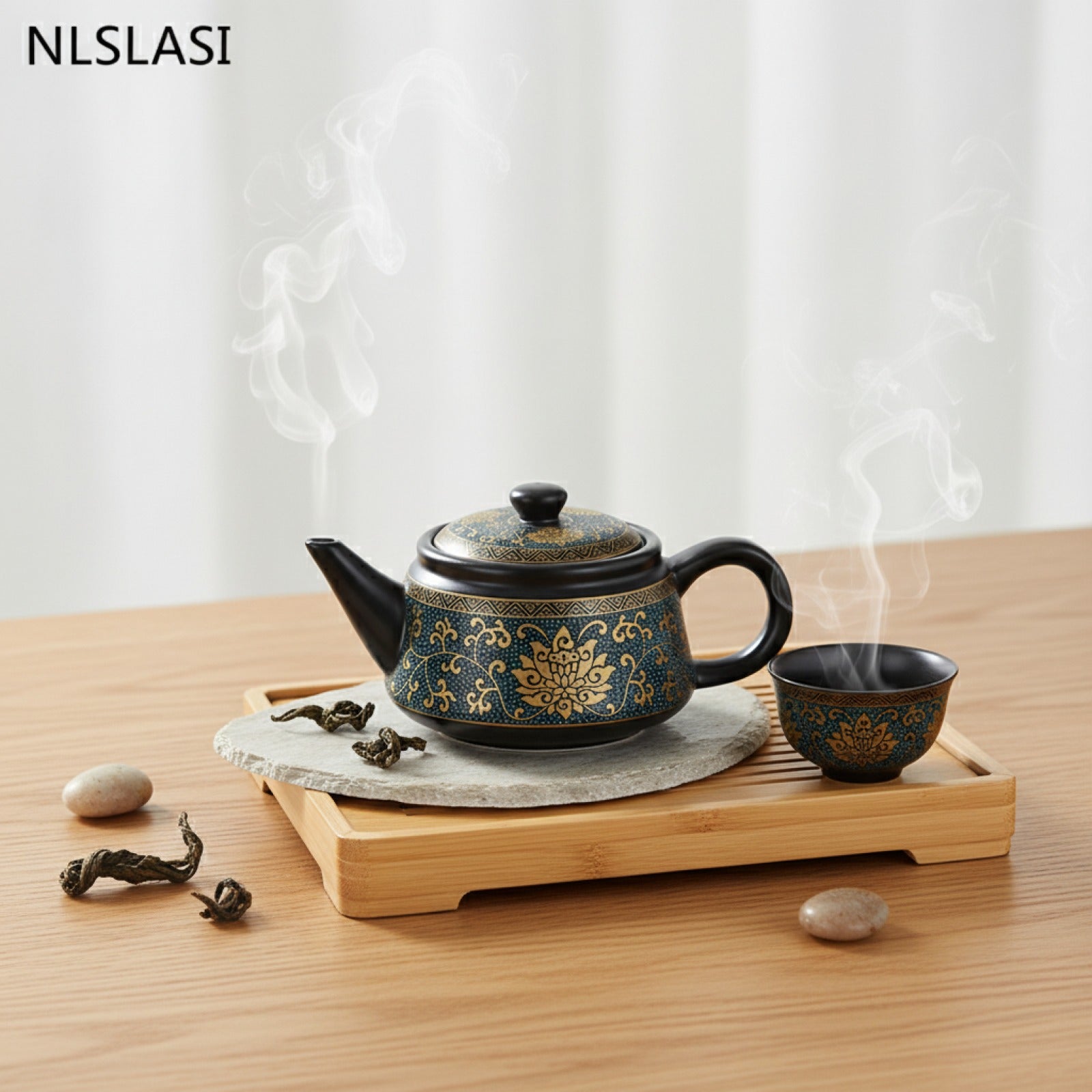 Théière Chinoise Jingdezhen en Porcelaine Noire Vintage - 240ml