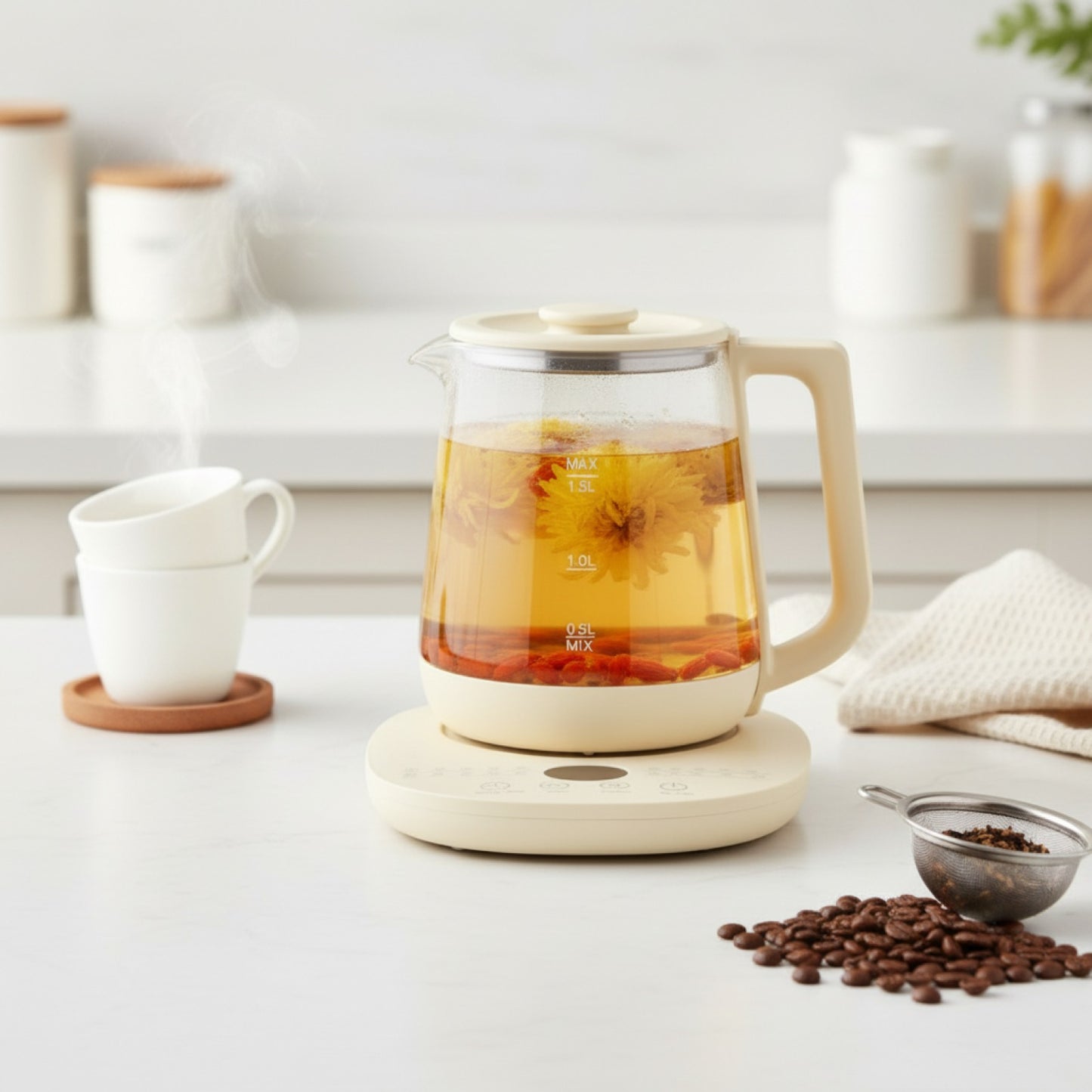 Bouilloire Électrique Verre 1.5L Intelligente - Multifonction Thé & Café