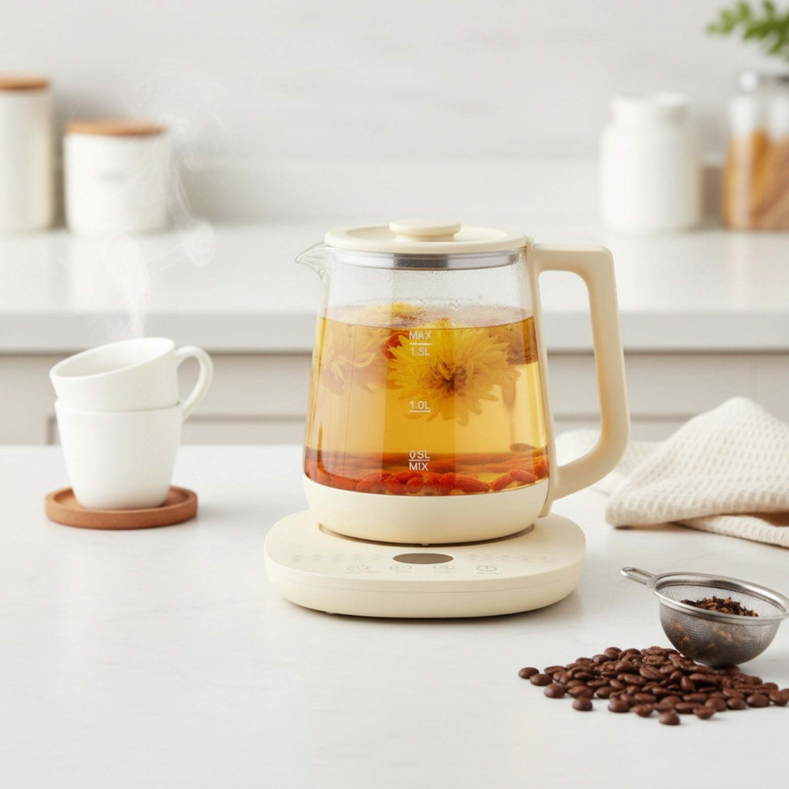 Bouilloire Électrique Verre 1.5L Intelligente - Multifonction Thé & Café