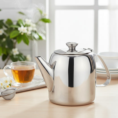 Théière et Bouilloire Rondes en Acier Inoxydable - Bec Froid pour Hôtellerie et Restauration