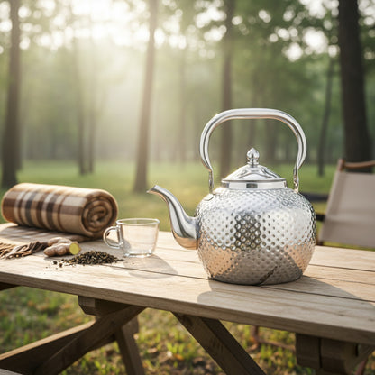 Théière Sphérique Inox 2L avec Filtre - Idéale Maison & Camping