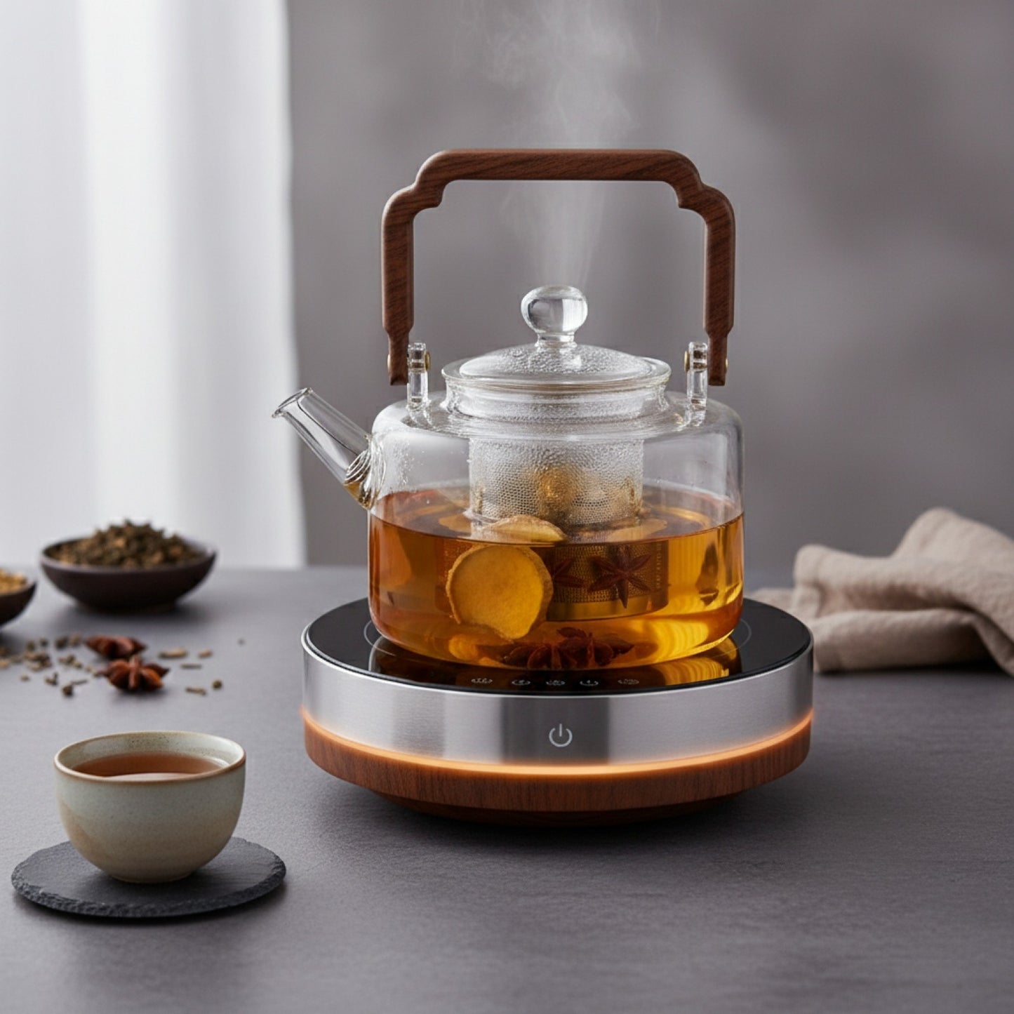 Théière en Verre 1300ML JUSTINLAU avec Infuseur et Bouilloire - Idéale pour Service Kung Fu et Poêle Électrique