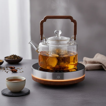 Théière en Verre 1300ML JUSTINLAU avec Infuseur et Bouilloire - Idéale pour Service Kung Fu et Poêle Électrique