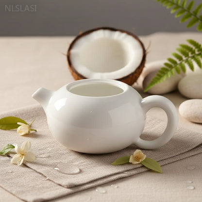 Théière Xishi en céramique Dehua 210ml - Service à thé portable fait main
