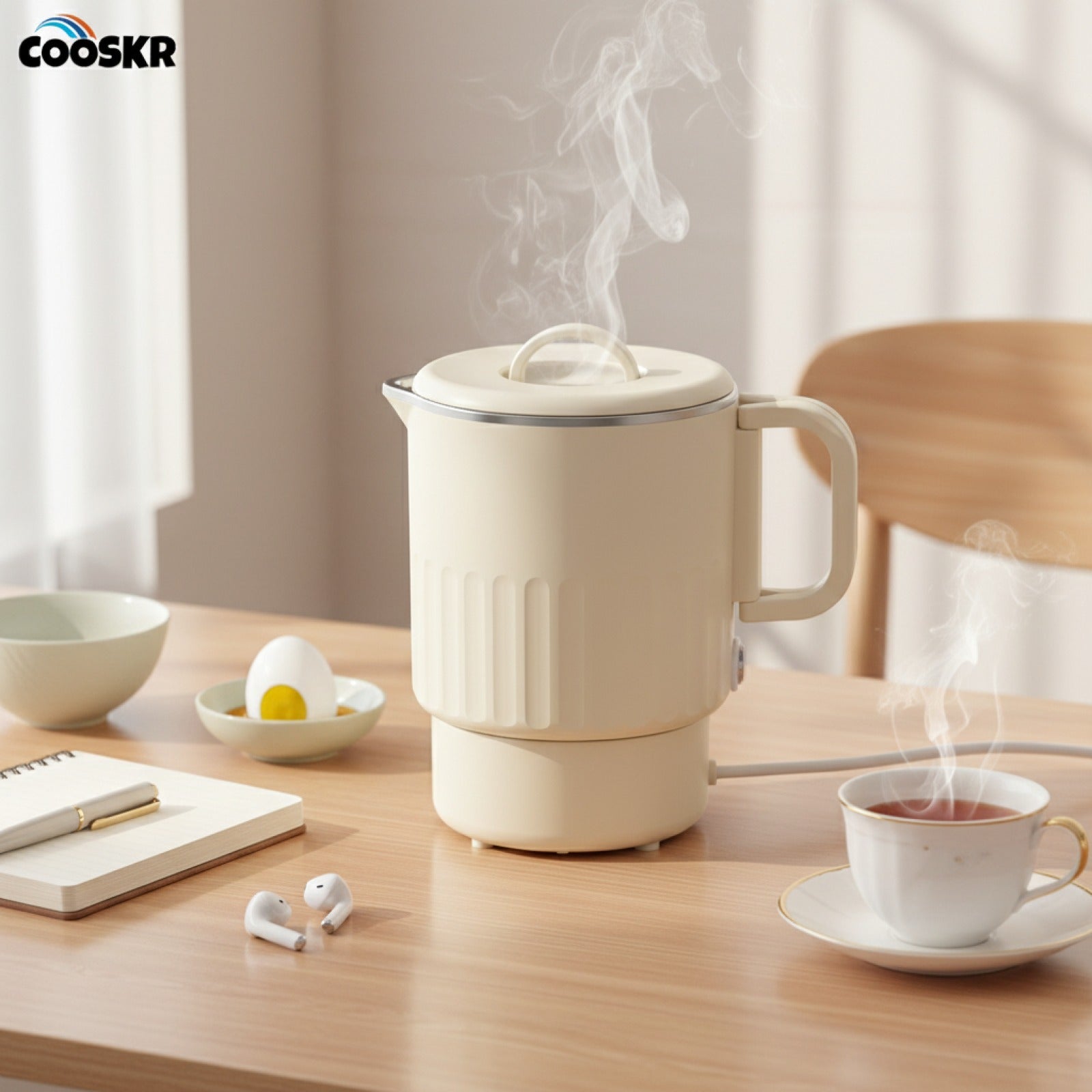 Bouilloire Électrique Portable 1000ml en Acier Inoxydable - Idéale Maison, Bureau, Voyage