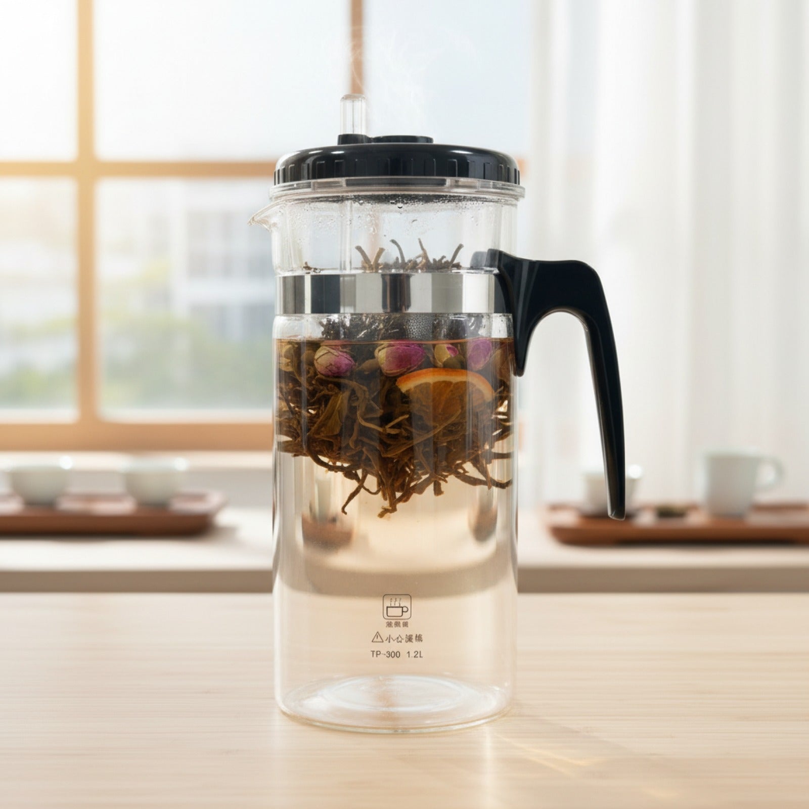 Théière KAMJOVE en Verre Résistant à la Chaleur avec Infuseur à Une Touche