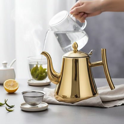 Théière Inox Épaisse avec Infuseur - Bouilloire Design pour Induction