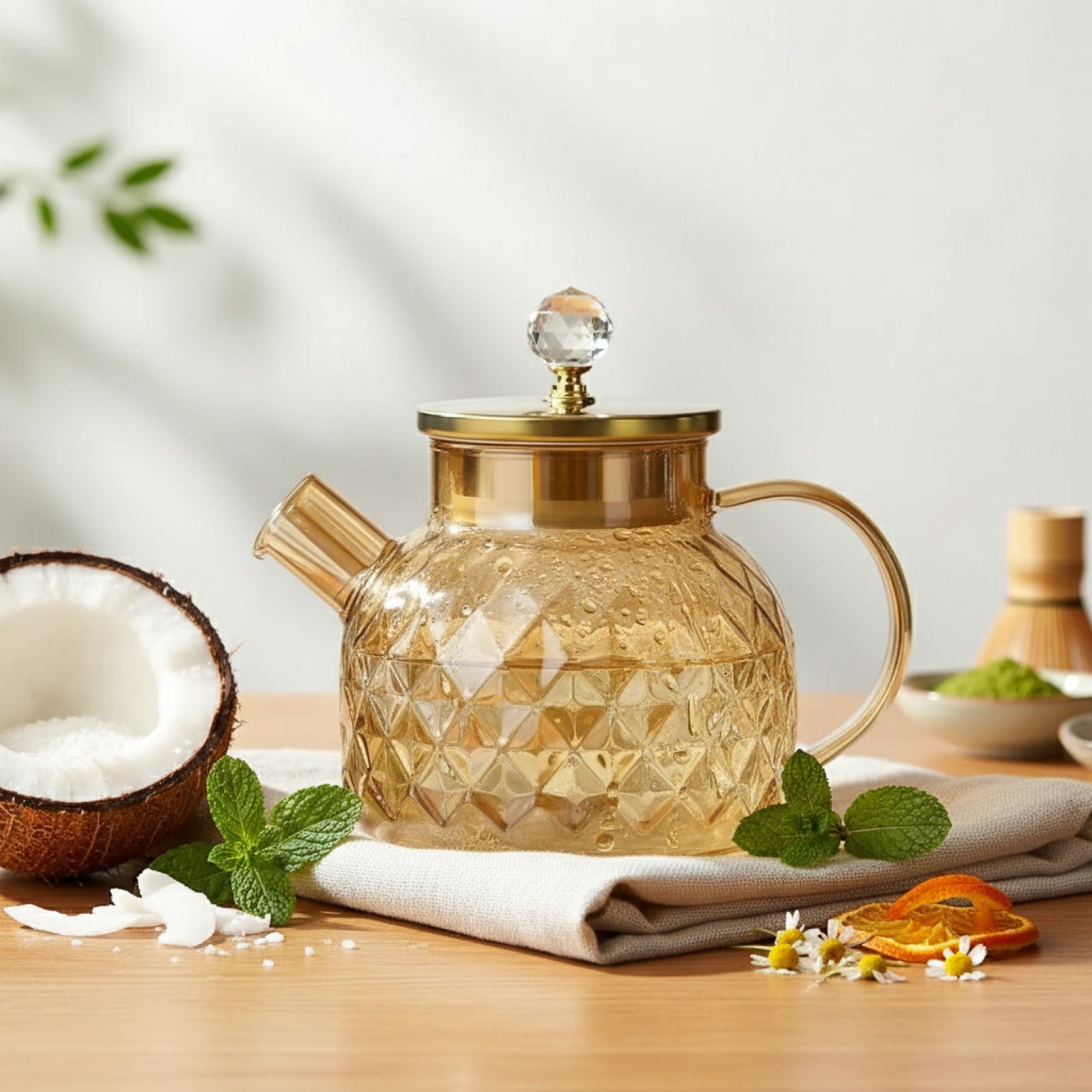 Pichet à Théière en Verre Borosilicate avec Infuseur - 1.8L pour Tisane et Eau Froide