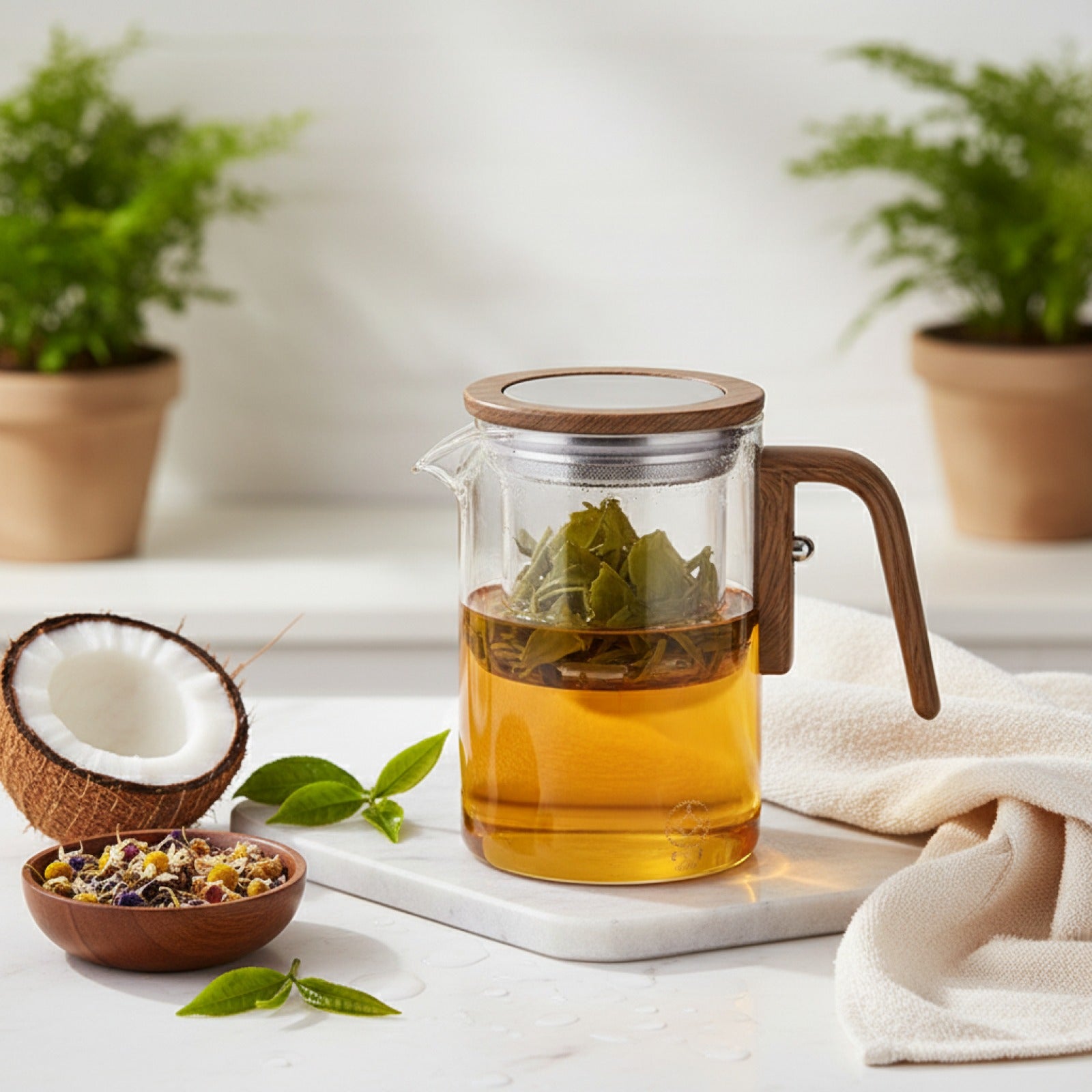 Théière en Verre avec Infuseur Magnétique - Résistante à la Chaleur pour Thés en Vrac