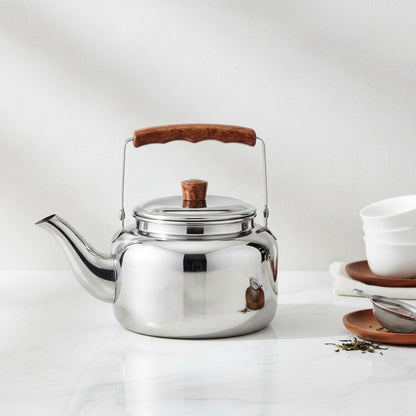 Bouilloire Théière Électrique Inox 1L pour Cuisinière Gaz/Électrique - Idéale Maison & Camping