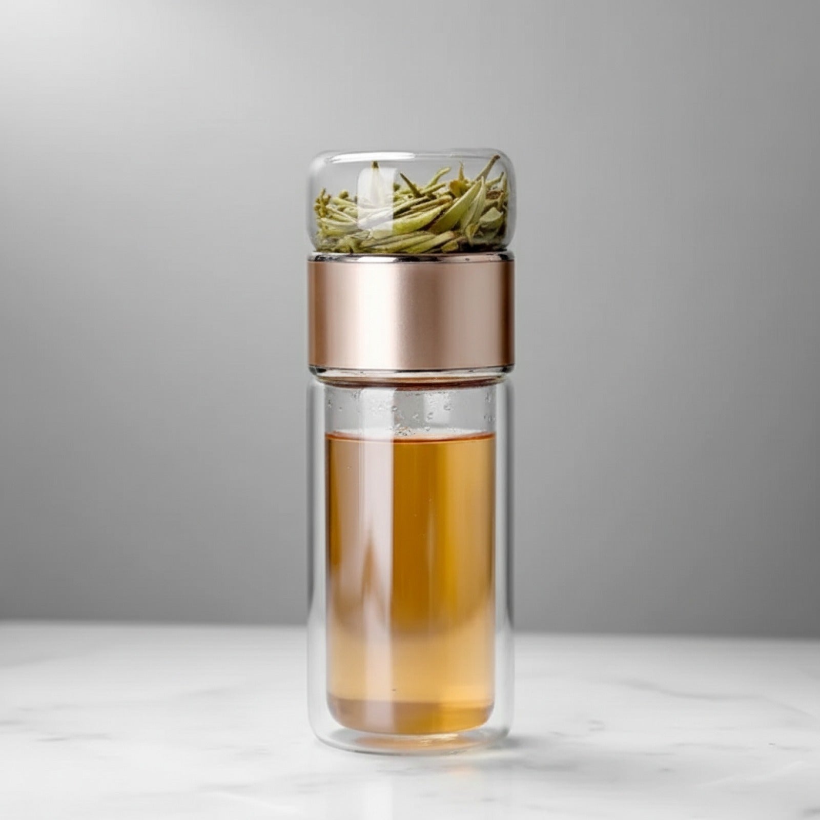 Bouteille Infuseur Thé 390ml en Verre Borosilicate Double Paroi