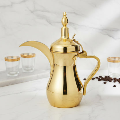 Cafetière Arabe Dorée en Acier Inoxydable - Théière à Longue Bouche 500ml