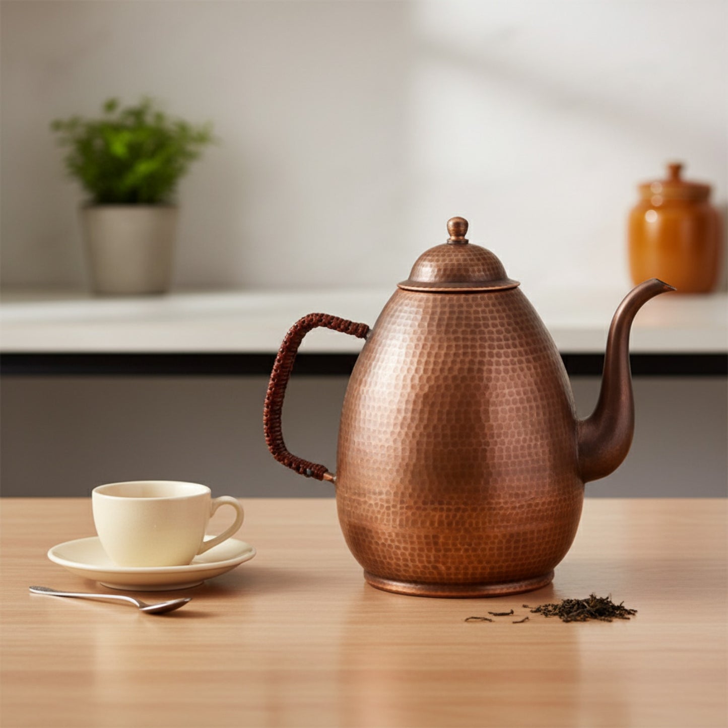 Théière et Cafetière Rétro en Cuivre Pur 1000ml - Fabrication Artisanale