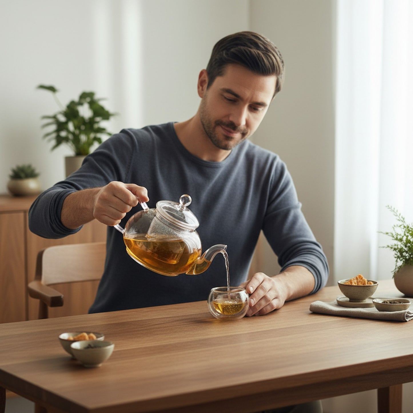 Théière en Verre Résistante à la Chaleur - 400ml, avec Infuseur pour Thés Kung Fu