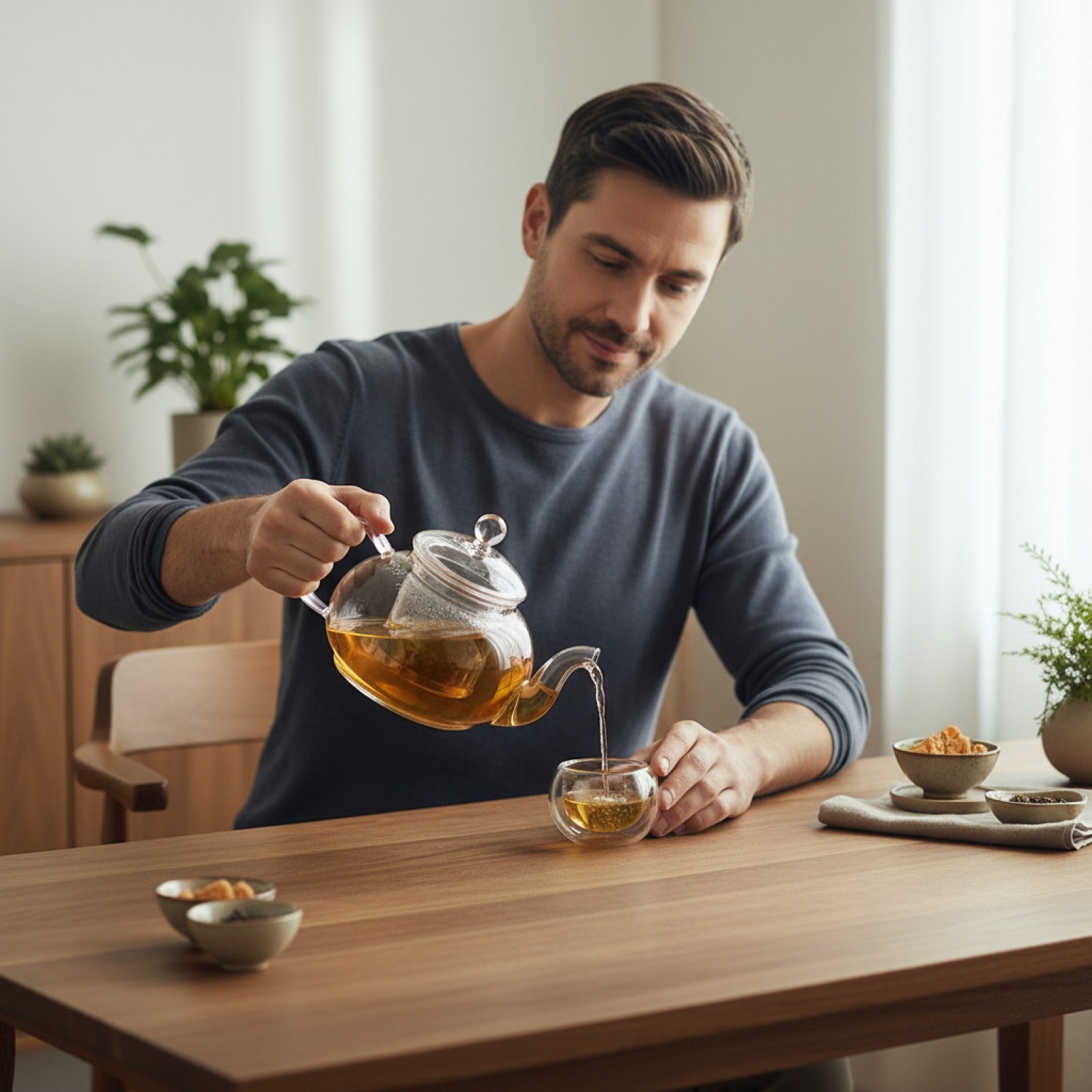Théière en Verre Résistante à la Chaleur - 400ml, avec Infuseur pour Thés Kung Fu