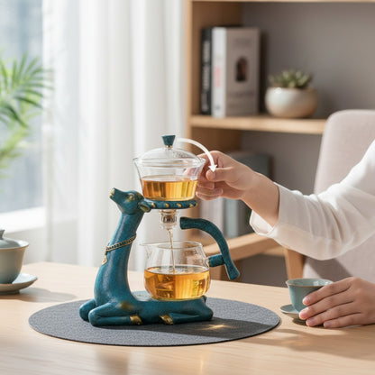 Service à Thé Kung Fu Automatique en Verre Design Cerf avec Infuseur
