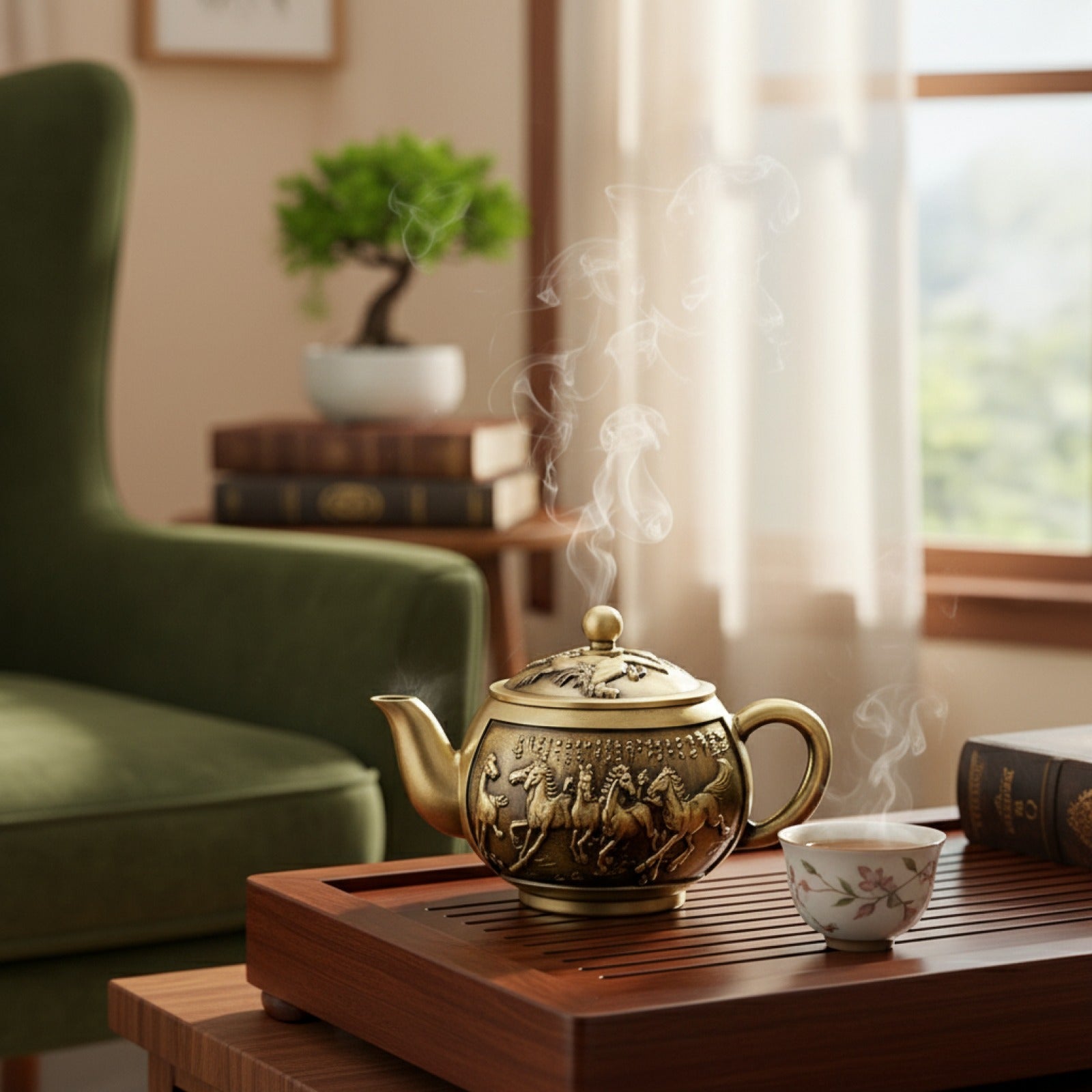 Théière Chinoise Vintage en Cuivre - Service à Thé Kung Fu Résistant à la Chaleur