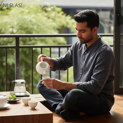 Théière Xishi en céramique Dehua 210ml - Service à thé portable fait main