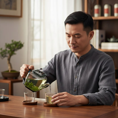 Théière carrée en verre 240ml - Résistante à la chaleur pour infusions Kung Fu