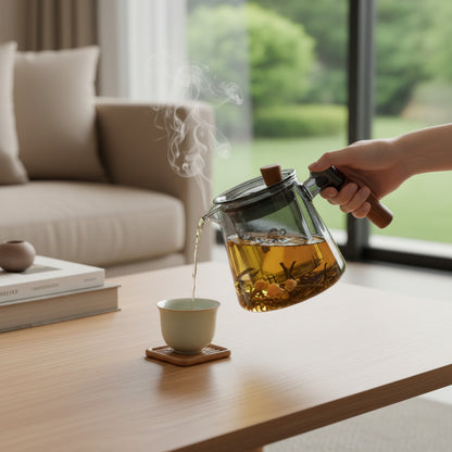 Théière en Verre avec Poignée Latérale et Filtre - Service à Thé Kung Fu