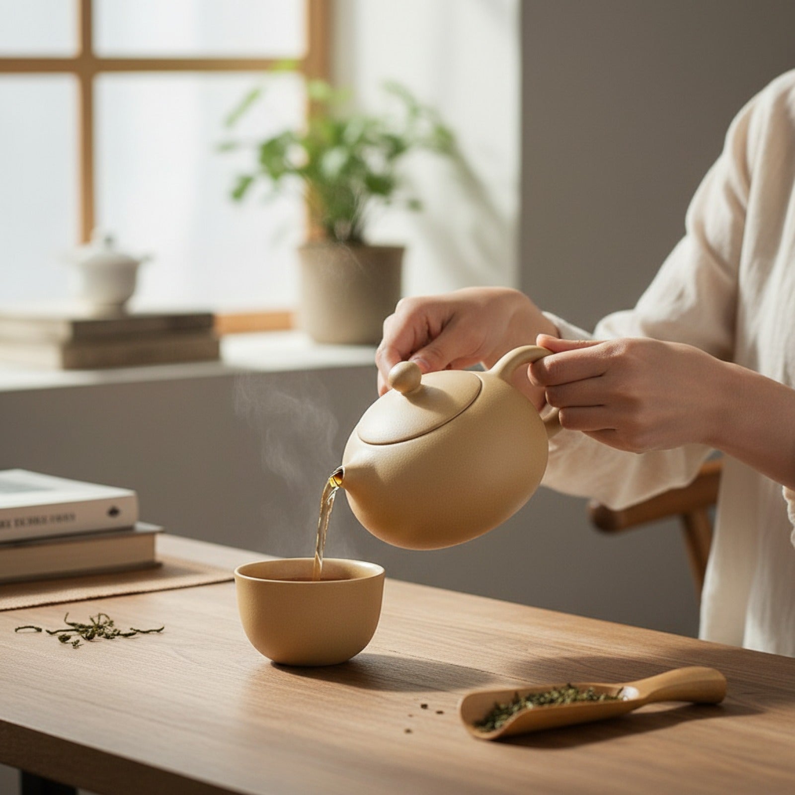 Théière artisanale en céramique noire - Design créatif, infuseur inclus