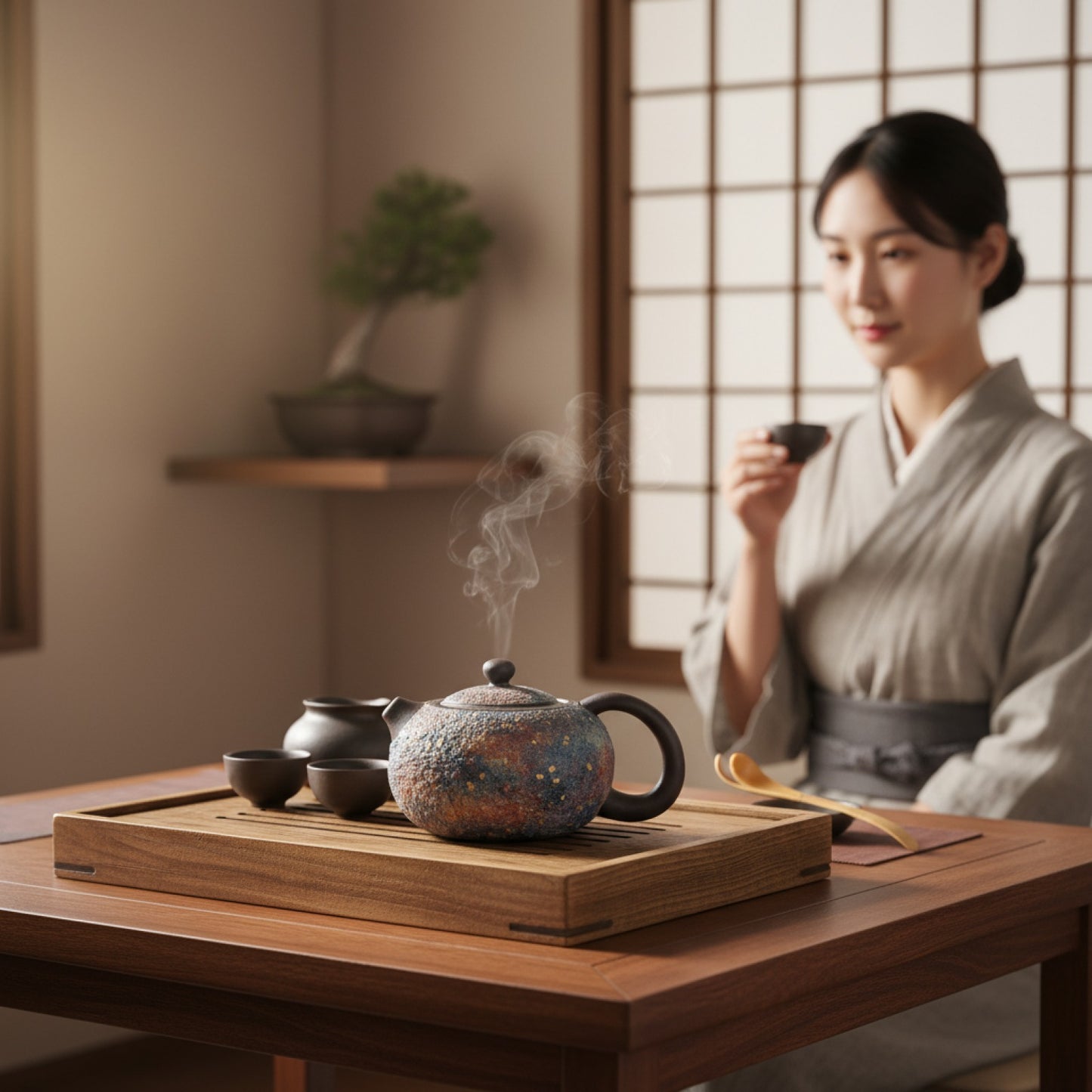 Théière Chinoise Jianzhan Faite Main - Design Rétro Xishi en Céramique Colorée