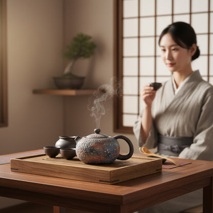 Théière Chinoise Jianzhan Faite Main - Design Rétro Xishi en Céramique Colorée