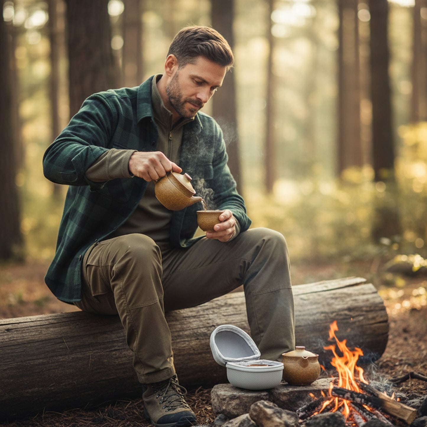 Service à Thé de Voyage Portable : Théière, Marmite et Tasse pour Camping & Outdoor