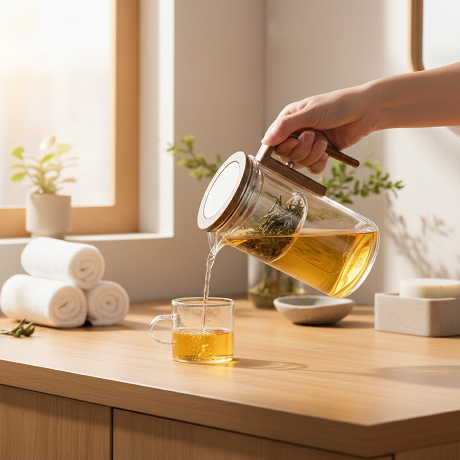Théière en Verre avec Infuseur Magnétique - Résistante à la Chaleur pour Thés en Vrac