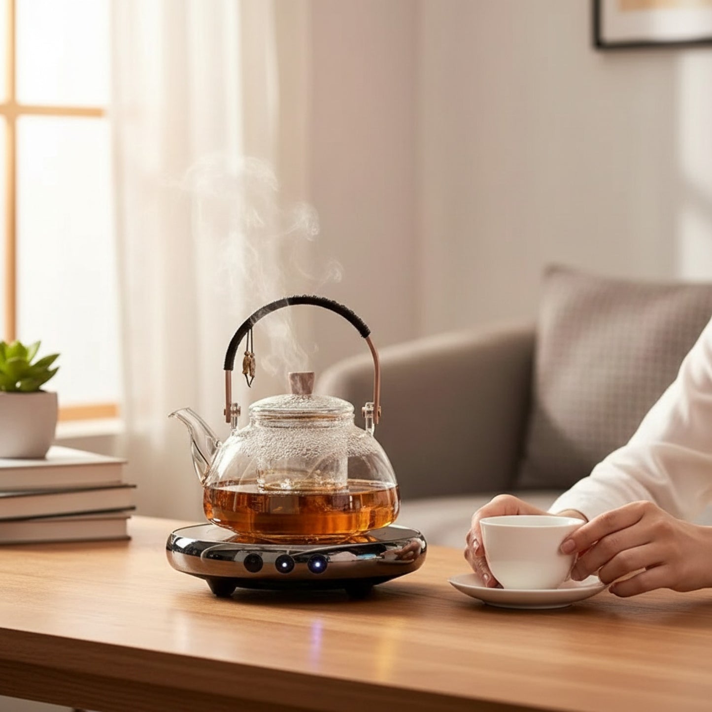 Théière en Verre Double Usage : Vapeur & Ébullition, Résistante Haute Température