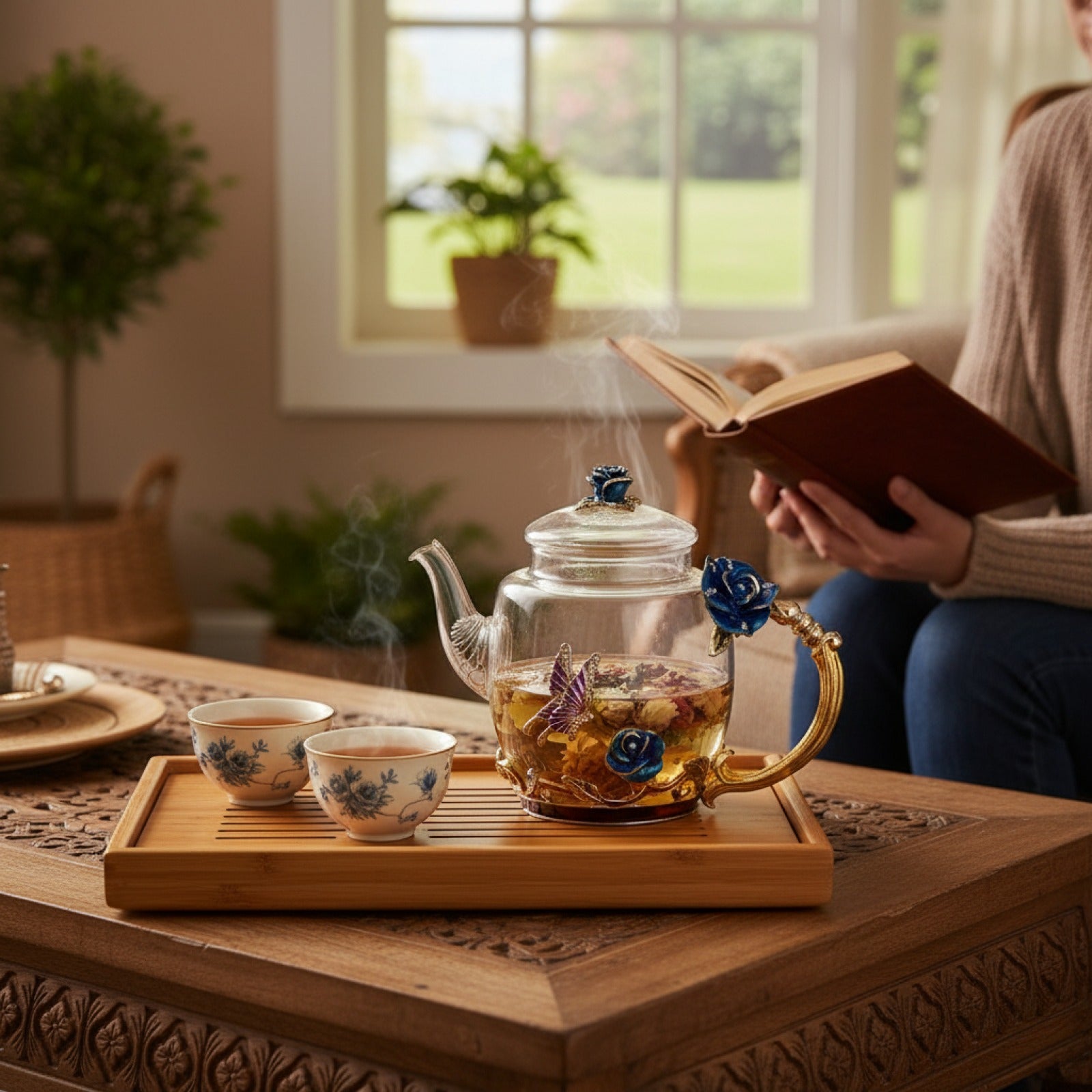 Théière en Émail Créative Peinte à la Main - Verre Résistant à la Chaleur pour Infusions et Kung Fu