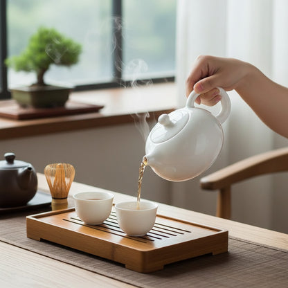 Théière TieGuanYin en céramique blanche, porcelaine de Jade, artisanat fait main