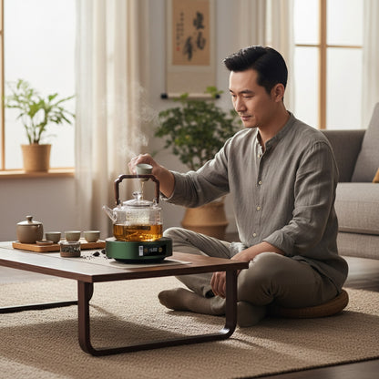 Théière en Verre 1300ML JUSTINLAU avec Infuseur et Bouilloire - Idéale pour Service Kung Fu et Poêle Électrique