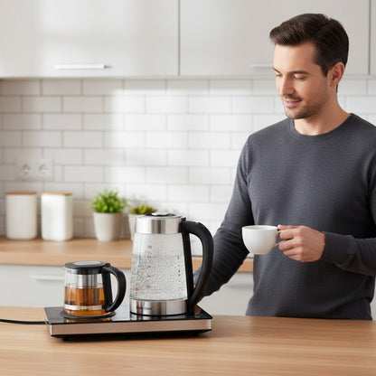 Bouilloire Électrique en Verre 2,5L avec Écran LCD - Design Chic pour la Cuisine