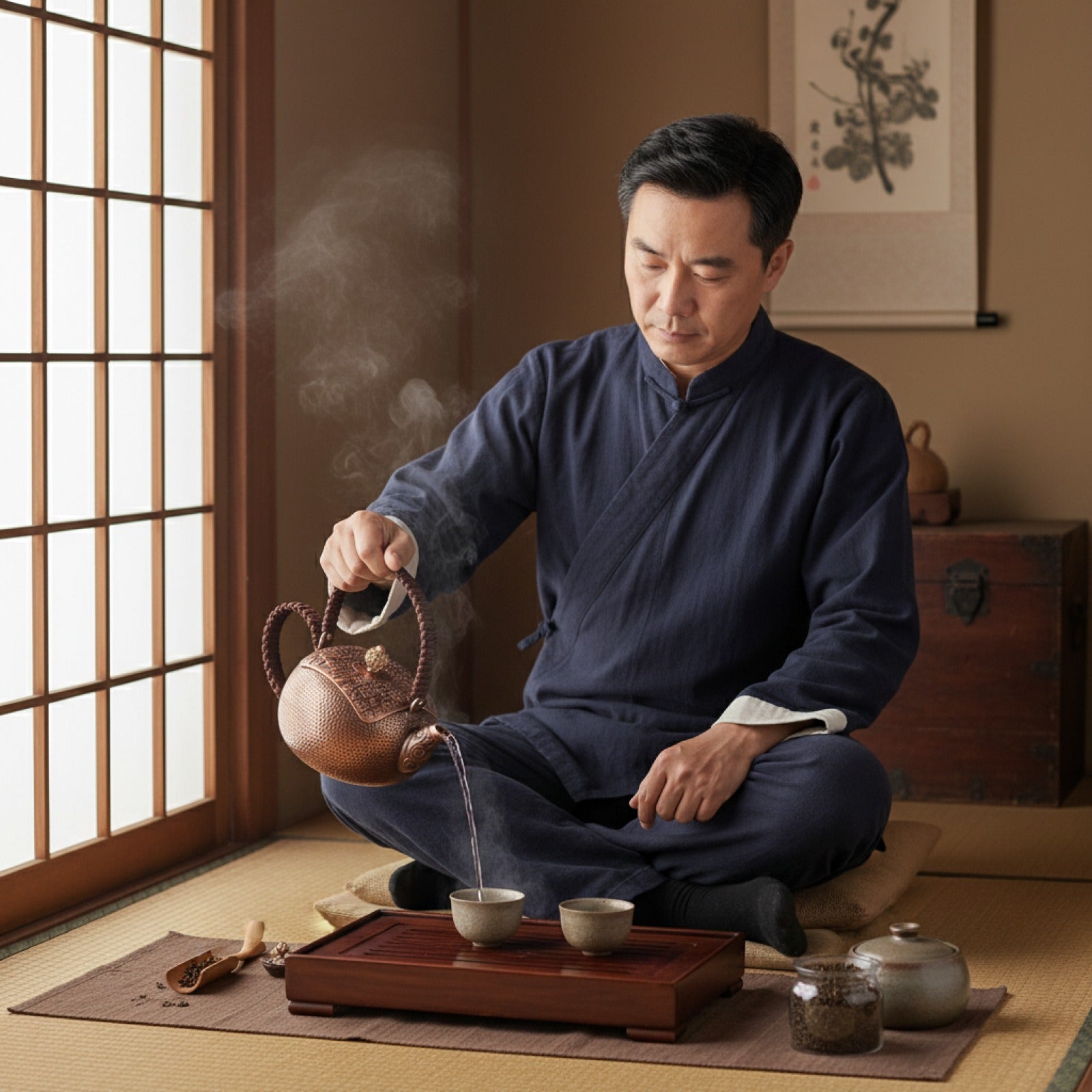 Bouilloire Artisanale en Cuivre - Théière Vintage pour Service à Thé Kung Fu