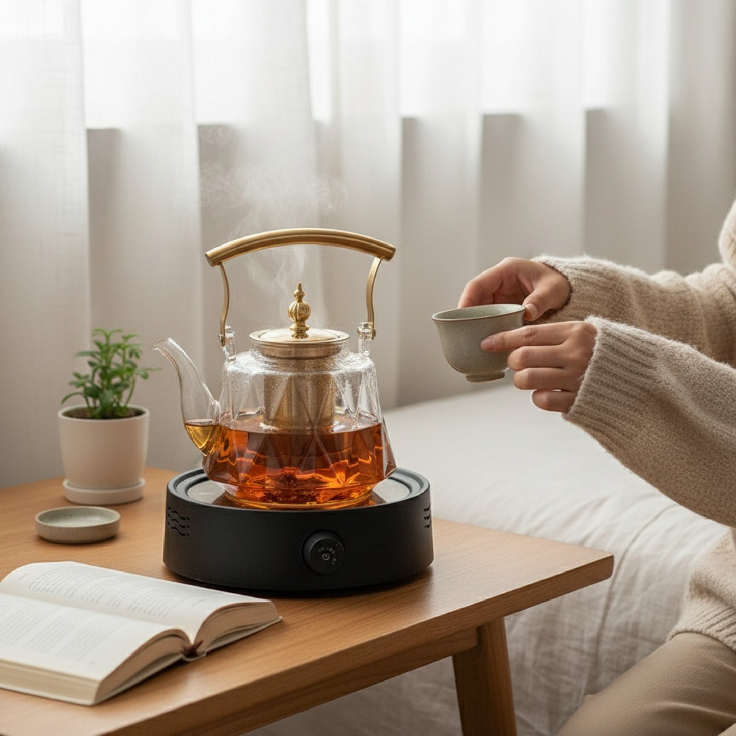 Théière en Verre Résistante à la Chaleur avec Infuseur - Idéale pour le Thé et le Gaiwan
