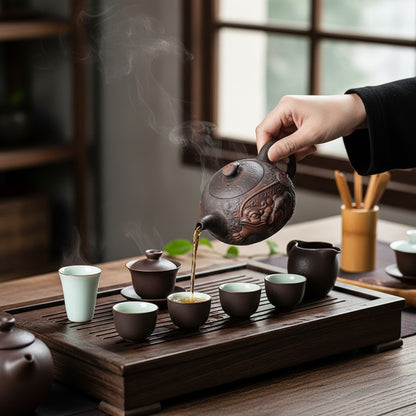Théière Crapaud Jianshui en Poterie Violette - Artisanat Peint à la Main pour Service à Thé Kung Fu