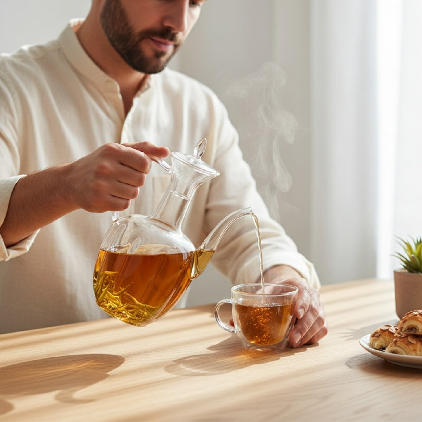 Théière en Verre Borosilicate 1000ml avec Filtre - Résistante à la Chaleur