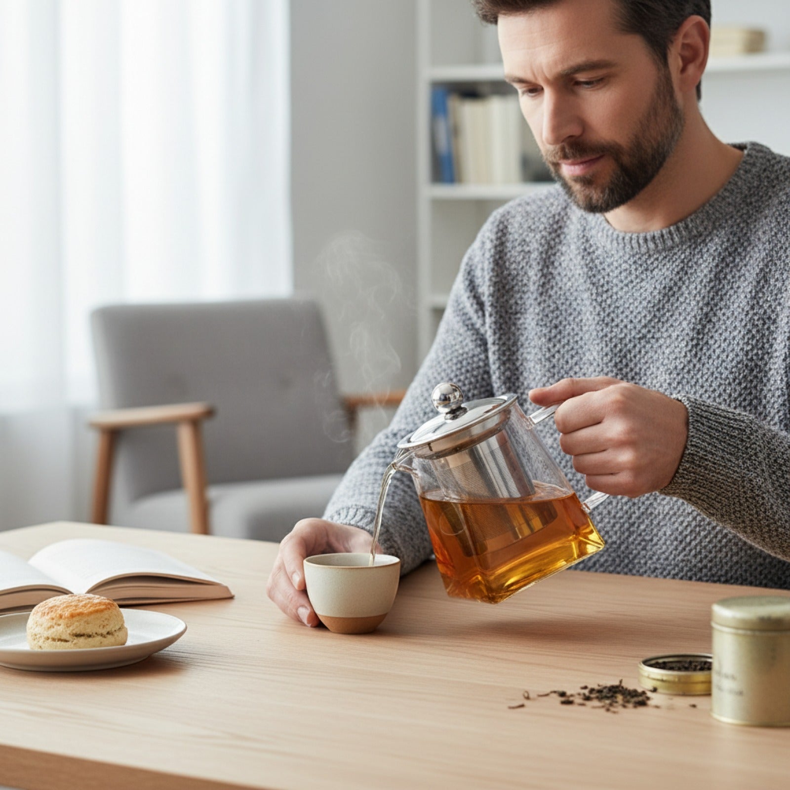 Théière en Verre Élégante avec Infuseur Intégré - Idéale pour le Service à Thé à la Maison