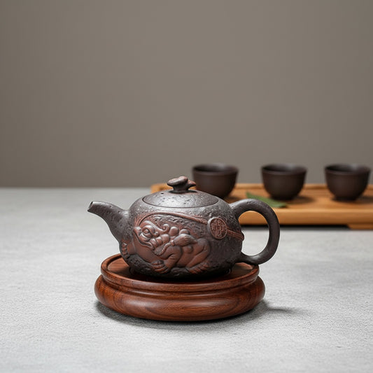 Théière Crapaud Jianshui en Poterie Violette - Artisanat Peint à la Main pour Service à Thé Kung Fu