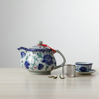 Grande Théière en Céramique Bleue et Blanche Jingdezhen - 260ml à 1000ml