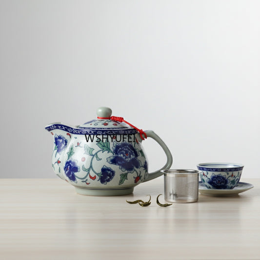 Grande Théière en Céramique Bleue et Blanche Jingdezhen - 260ml à 1000ml