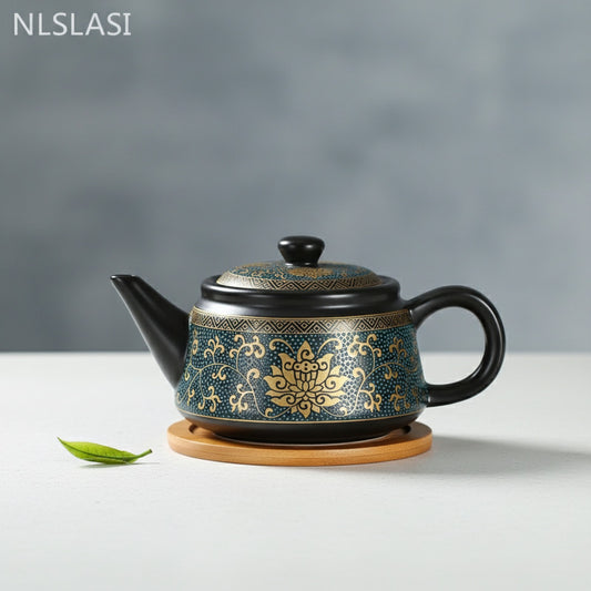 Théière Chinoise Jingdezhen en Porcelaine Noire Vintage - 240ml