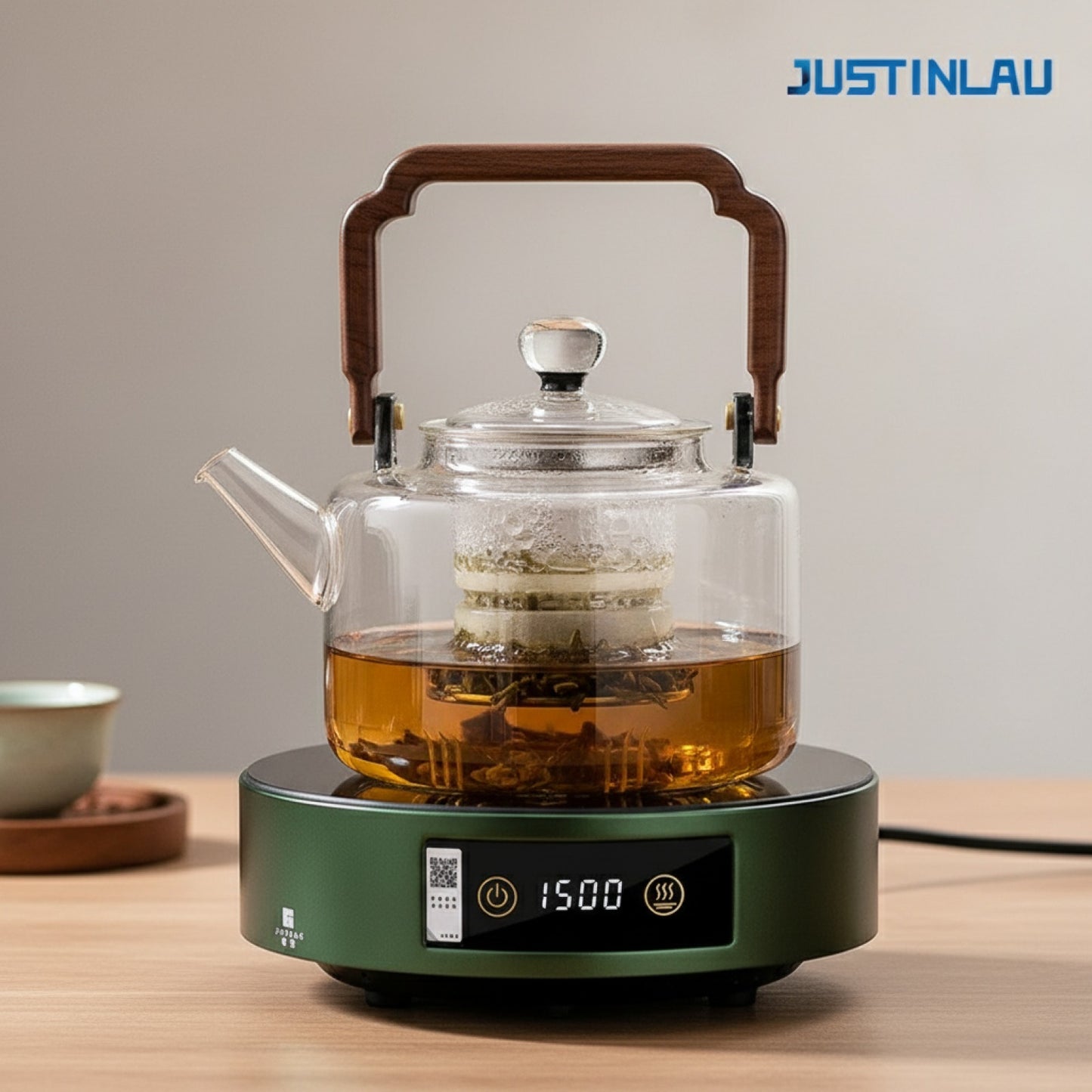 Théière en Verre 1300ML JUSTINLAU avec Infuseur et Bouilloire - Idéale pour Service Kung Fu et Poêle Électrique