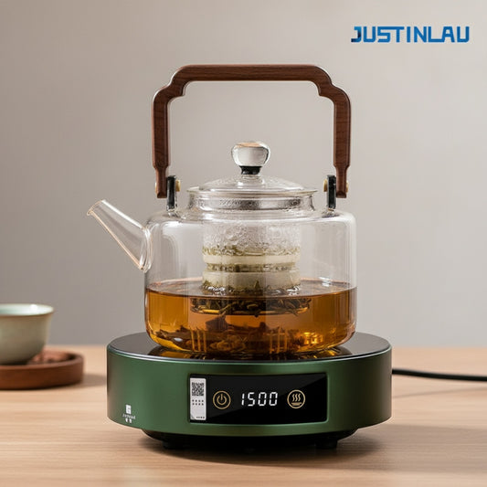 Théière en Verre 1300ML JUSTINLAU avec Infuseur et Bouilloire - Idéale pour Service Kung Fu et Poêle Électrique