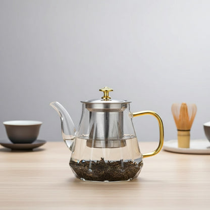 Théière en Verre Borosilicate JUSTINLAU avec Infuseur Amovible - Design Diamant